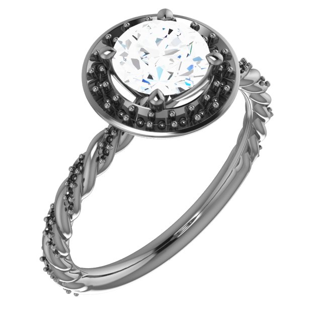 Diamond Semi-mount Halo-Style Twisted Rope Design Engagement Ring or Mounting