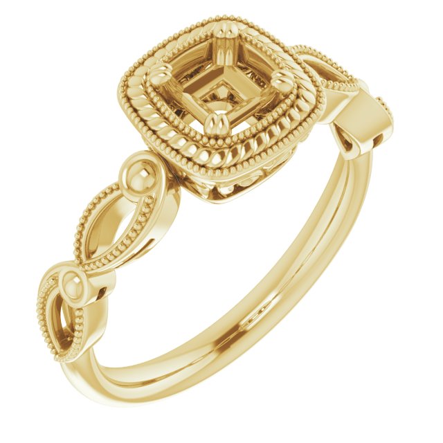 Rope & Milgrain Solitaire Ring