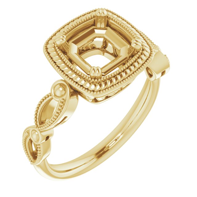 Rope & Milgrain Solitaire Ring