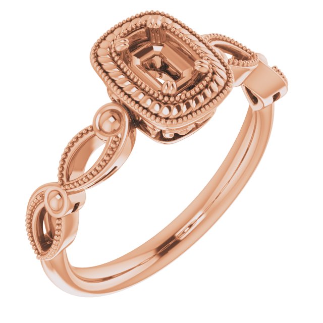 Rope & Milgrain Solitaire Ring