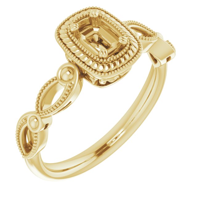Rope & Milgrain Solitaire Ring