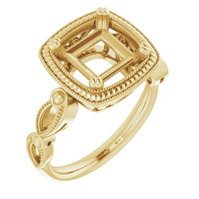 Rope & Milgrain Solitaire Ring