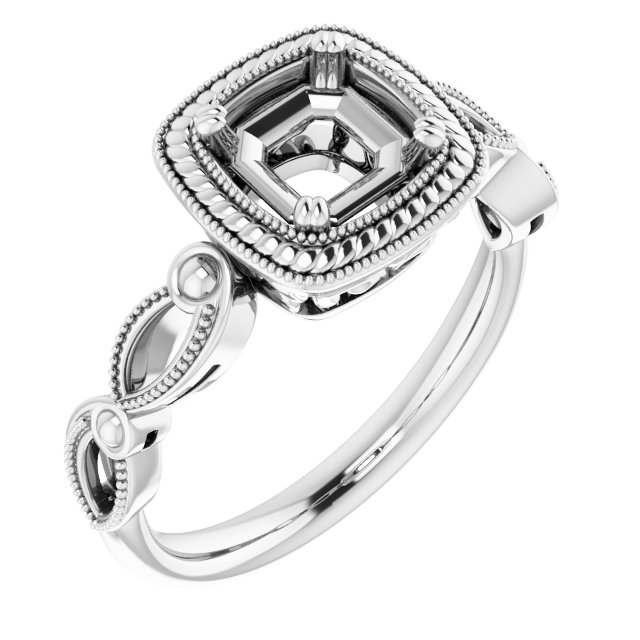 Rope & Milgrain Solitaire Ring