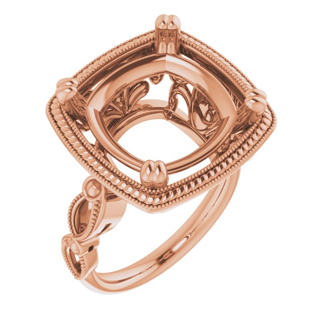 Rope & Milgrain Solitaire Ring
