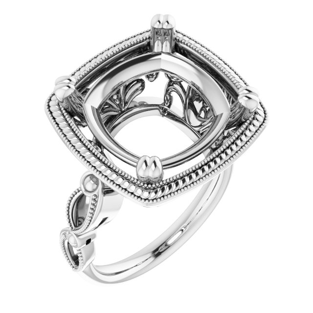 Rope & Milgrain Solitaire Ring