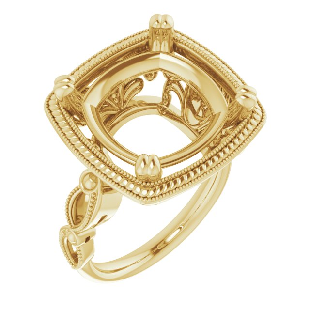 Rope & Milgrain Solitaire Ring