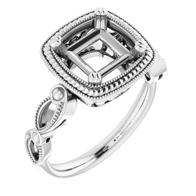 Rope & Milgrain Solitaire Ring