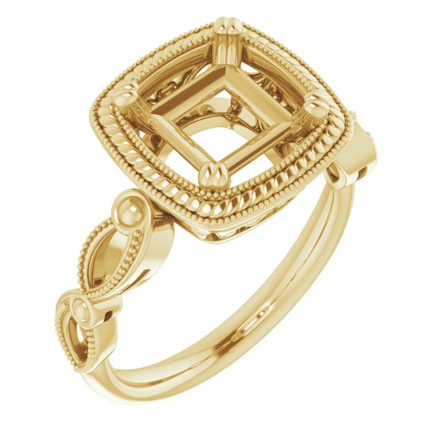 Rope & Milgrain Solitaire Ring