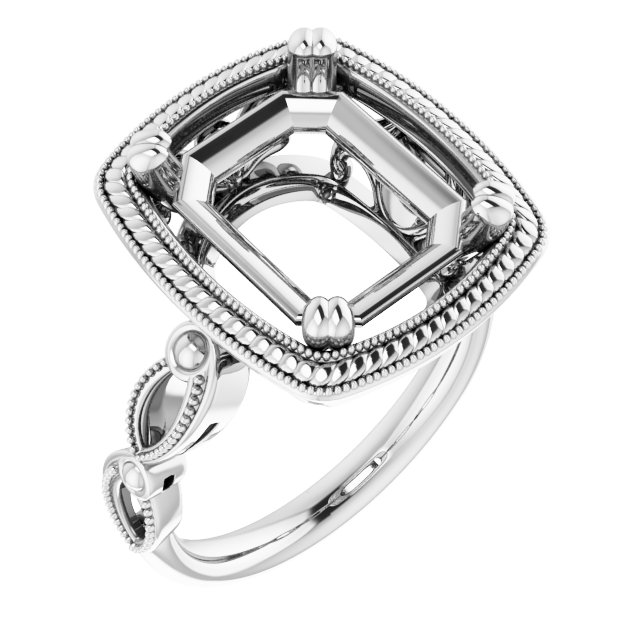 Rope & Milgrain Solitaire Ring