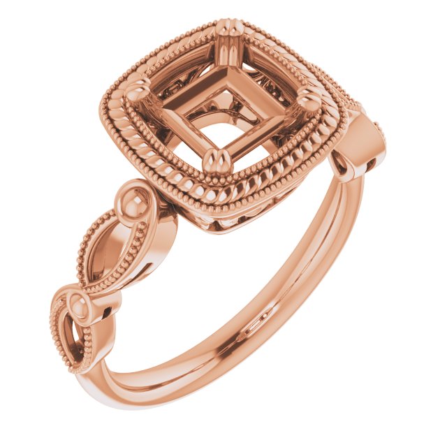 Rope & Milgrain Solitaire Ring