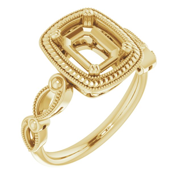 Rope & Milgrain Solitaire Ring