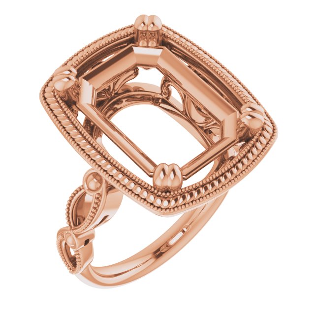 Rope & Milgrain Solitaire Ring