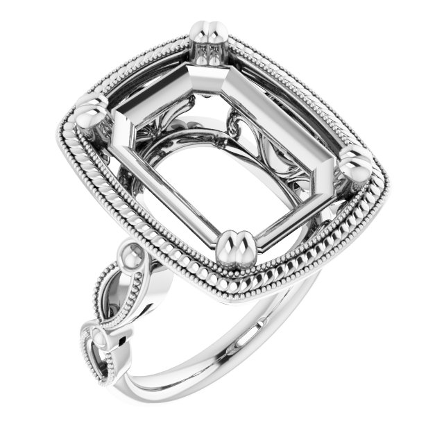 Rope & Milgrain Solitaire Ring