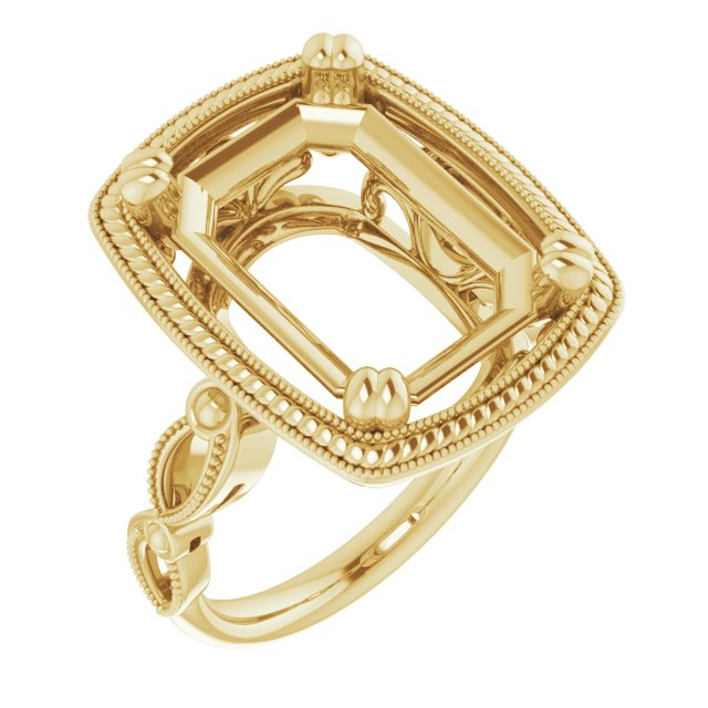 Rope & Milgrain Solitaire Ring