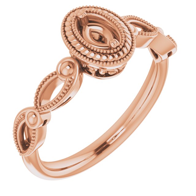 Rope & Milgrain Solitaire Ring