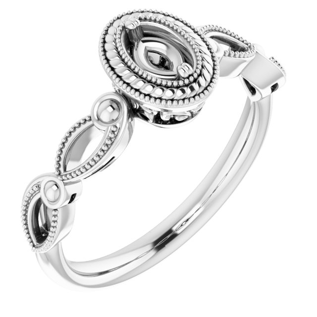 Rope & Milgrain Solitaire Ring