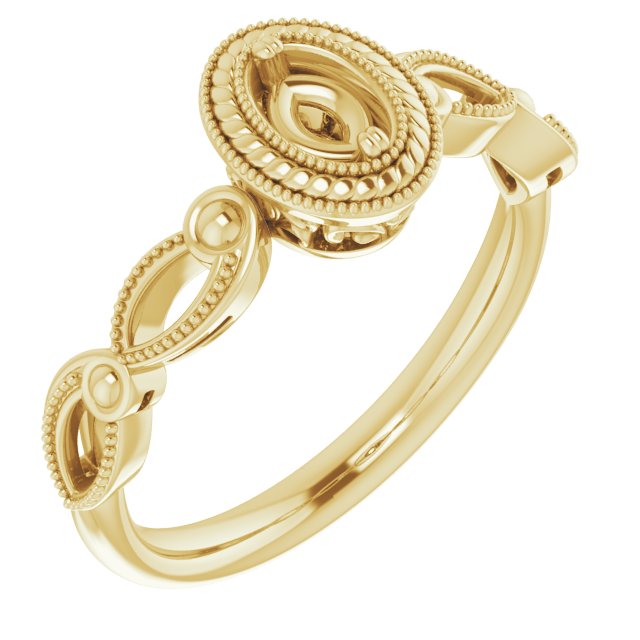 Rope & Milgrain Solitaire Ring