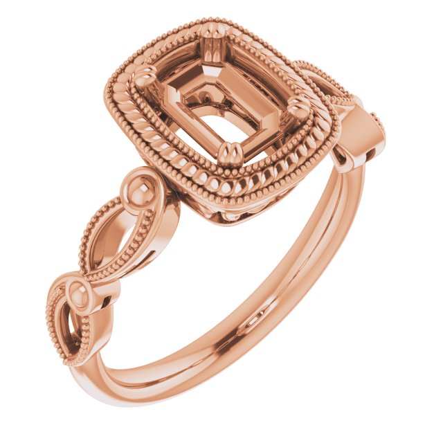 Rope & Milgrain Solitaire Ring