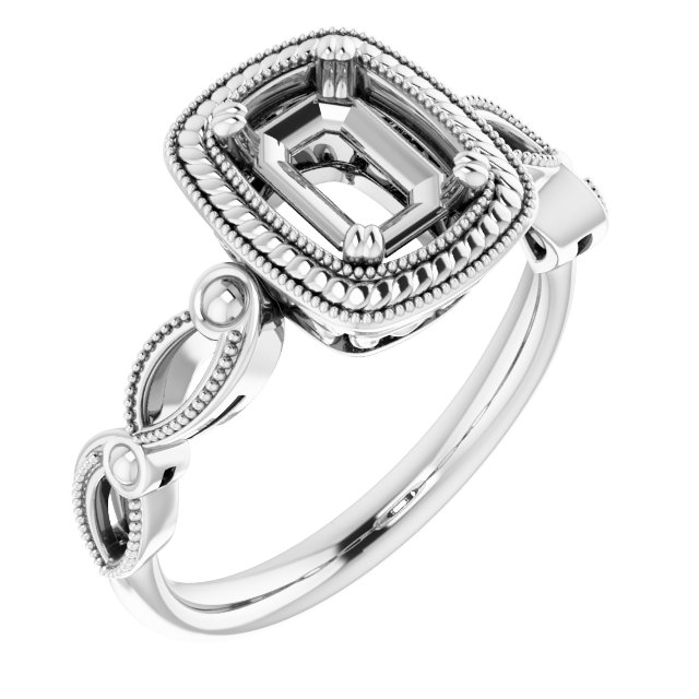 Rope & Milgrain Solitaire Ring