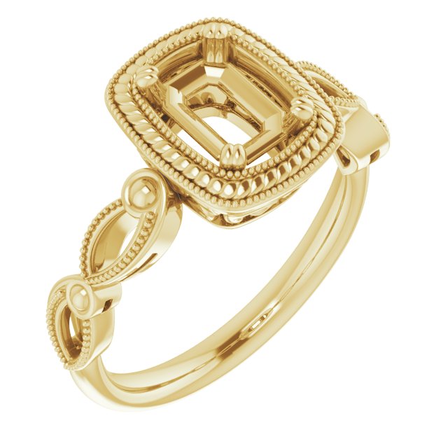 Rope & Milgrain Solitaire Ring