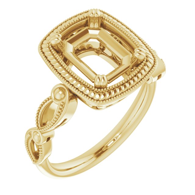 Rope & Milgrain Solitaire Ring
