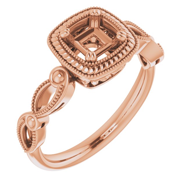 Rope & Milgrain Solitaire Ring