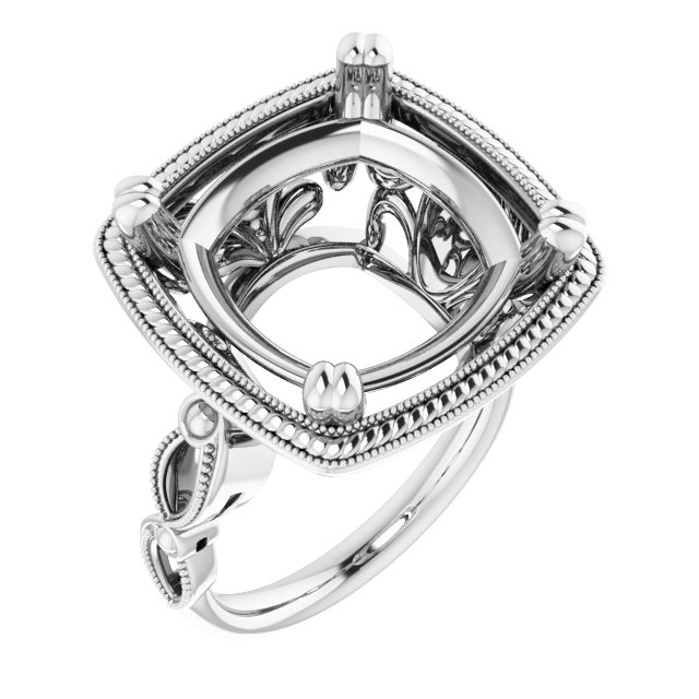 Rope & Milgrain Solitaire Ring