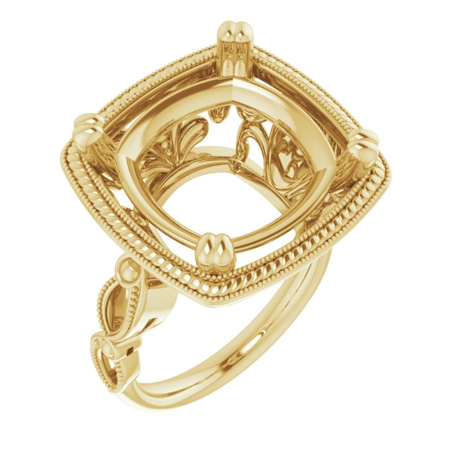 Rope & Milgrain Solitaire Ring