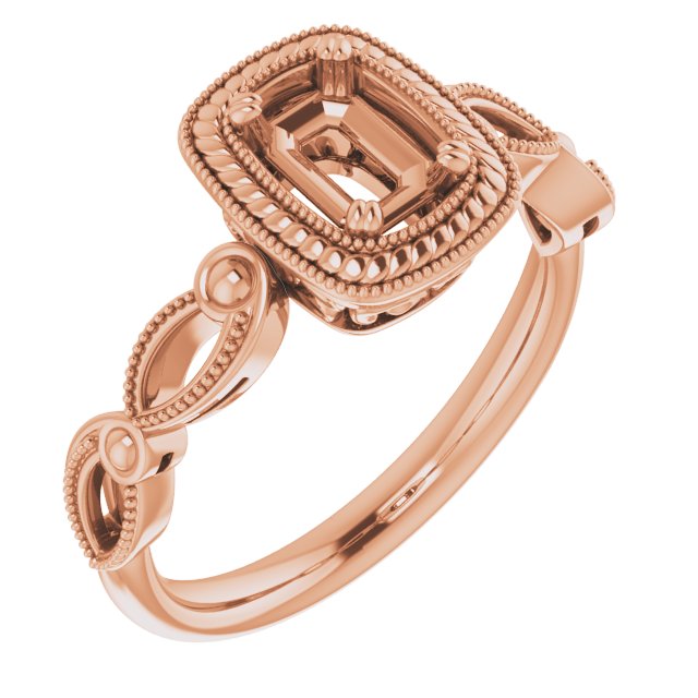 Rope & Milgrain Solitaire Ring