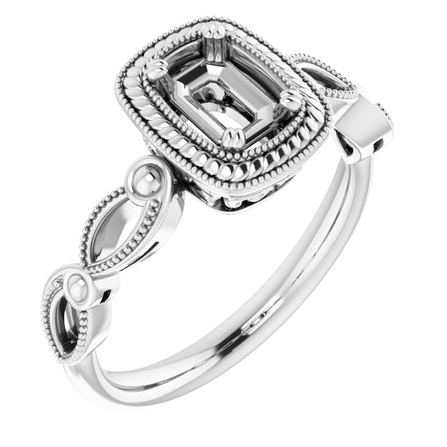 Rope & Milgrain Solitaire Ring
