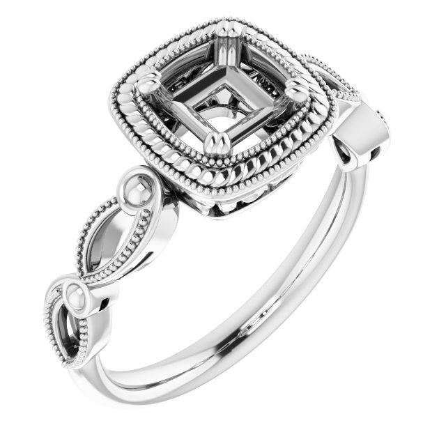 Rope & Milgrain Solitaire Ring