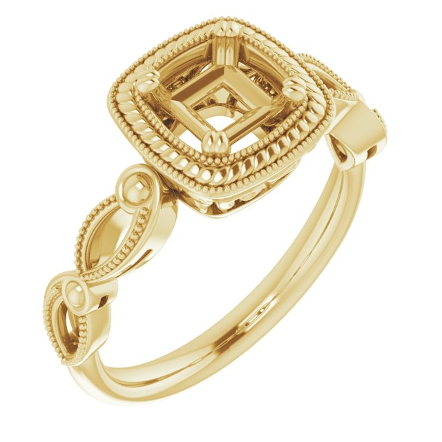 Rope & Milgrain Solitaire Ring