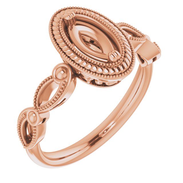 Rope & Milgrain Solitaire Ring