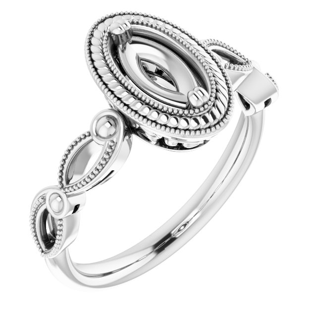 Rope & Milgrain Solitaire Ring