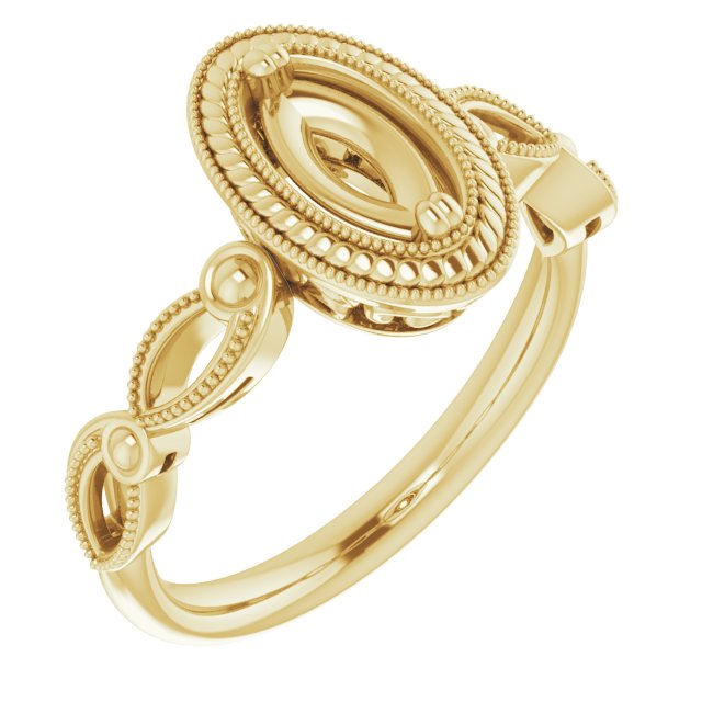 Rope & Milgrain Solitaire Ring
