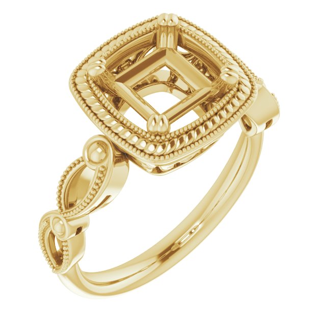 Rope & Milgrain Solitaire Ring