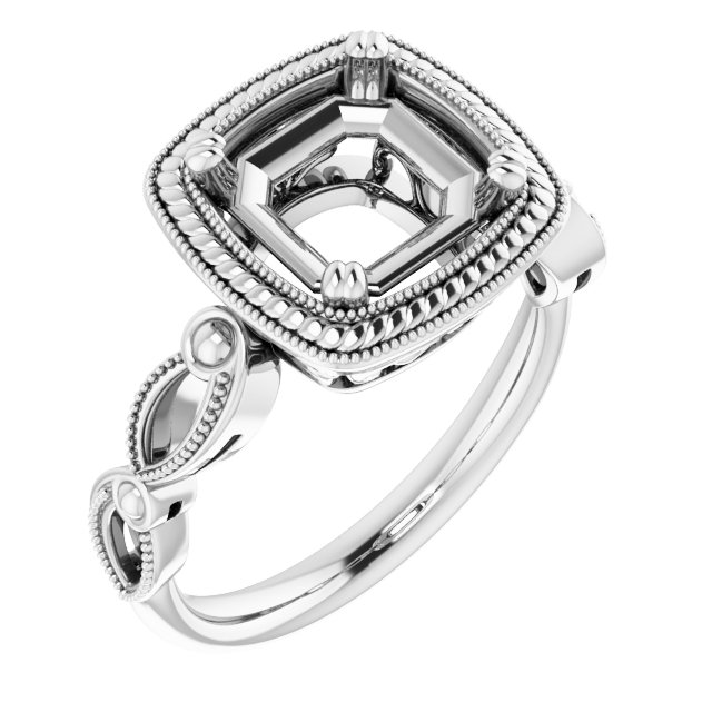 Rope & Milgrain Solitaire Ring