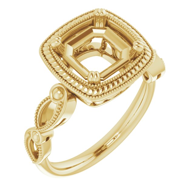 Rope & Milgrain Solitaire Ring
