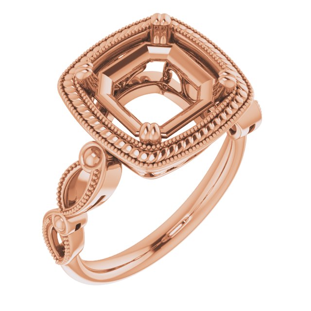 Rope & Milgrain Solitaire Ring
