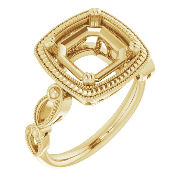 Rope & Milgrain Solitaire Ring