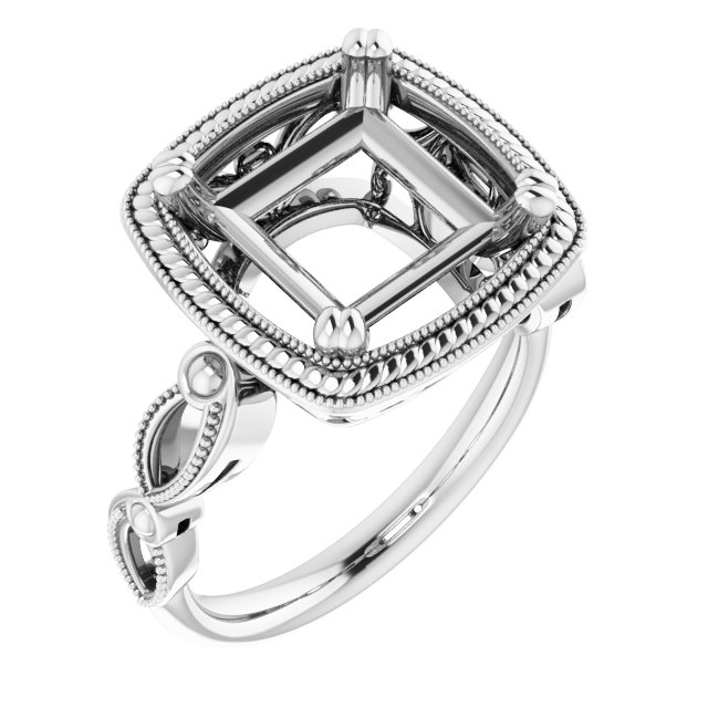 Rope & Milgrain Solitaire Ring