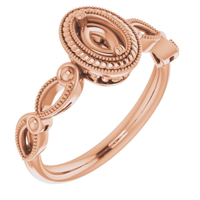 Rope & Milgrain Solitaire Ring