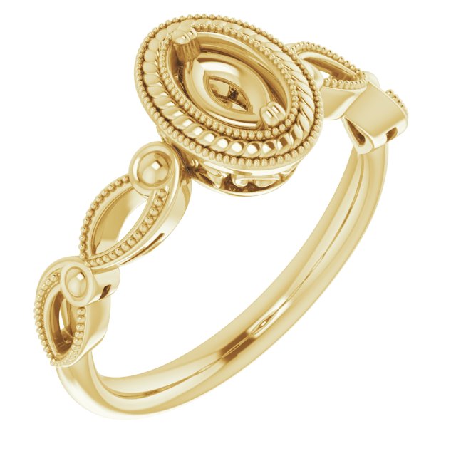 Rope & Milgrain Solitaire Ring