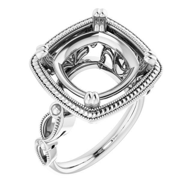 Rope & Milgrain Solitaire Ring