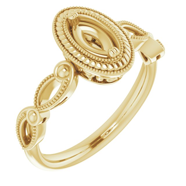 Rope & Milgrain Solitaire Ring