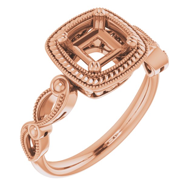 Rope & Milgrain Solitaire Ring
