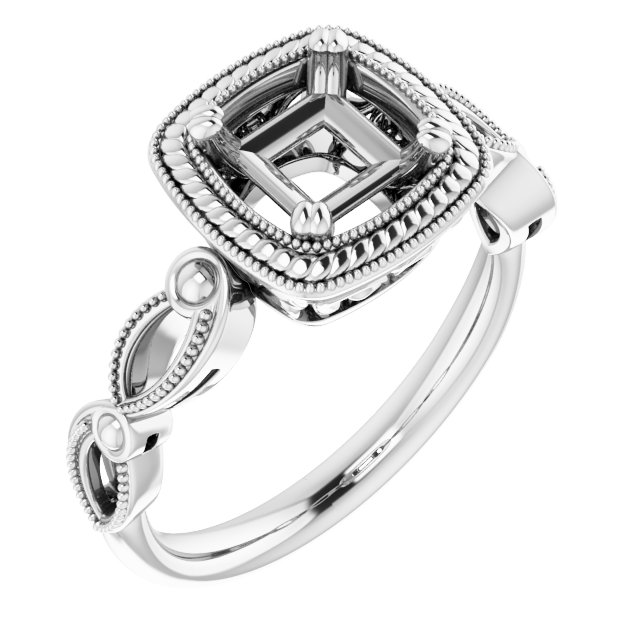 Rope & Milgrain Solitaire Ring