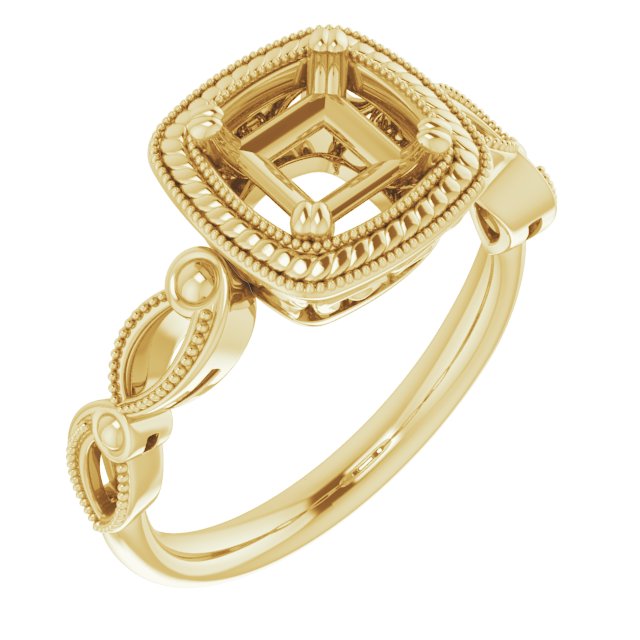 Rope & Milgrain Solitaire Ring