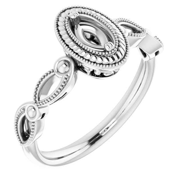 Rope & Milgrain Solitaire Ring