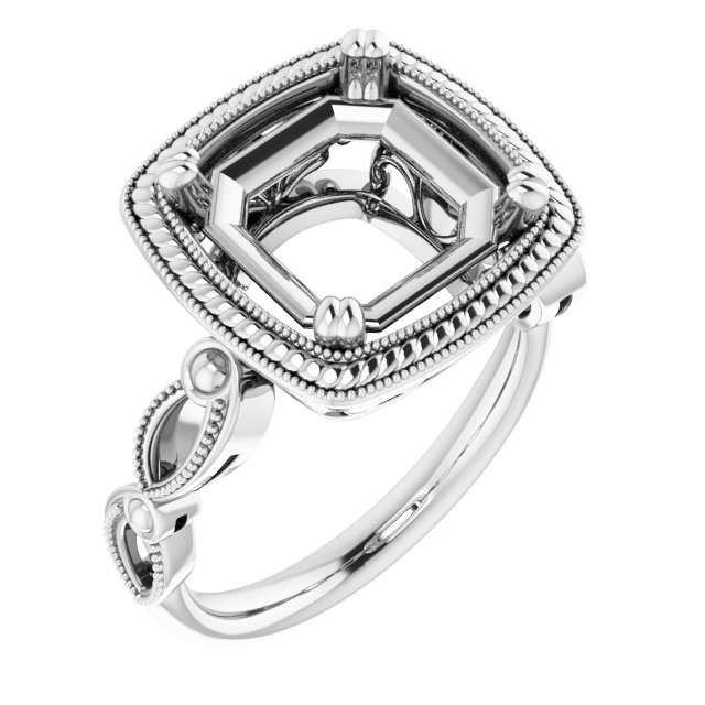 Rope & Milgrain Solitaire Ring